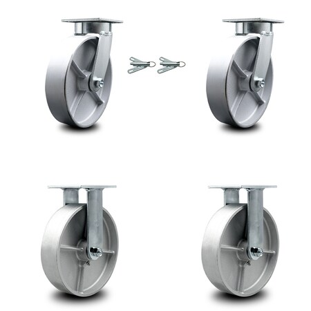 Service Caster 8 Inch Kingpinless Semi Steel Wheel Caster Swivel Locks 2 Rigid SCC, 2PK SCC-KP30S820-SSR-BSL-2-R-2